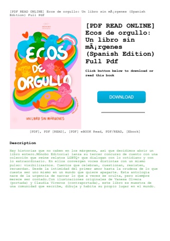 [pdf read online] ecos de orgullo un libro sin mãƒâ¡rgenes (spanish edition) full pdf