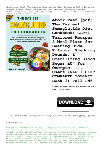 ebook read [pdf] the easiest semaglutide diet cookbook glp-1 tailored recipes & meal plans for beati