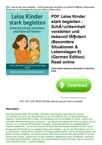 pdf leise kinder stark begleiten  schãƒâ¼chternheit verstehen und liebevoll fãƒâ¶rdern (besondere si