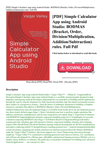 [pdf] simple calculator app using android studio bodmas (bracket  order  divisionmultiplication  add