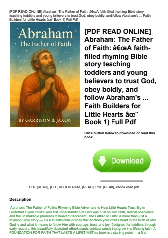 [pdf read online] abraham the father of faith ã¢â€âœa faith-filled rhyming bible story teaching todd