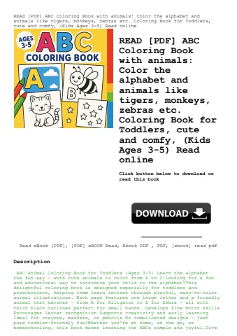 read [pdf] abc coloring book with animals color the alphabet and animals like tigers  monkeys  zebra