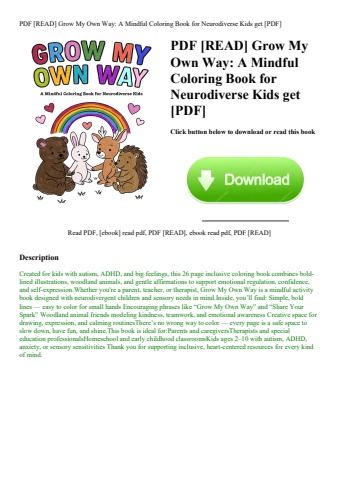 pdf [read] grow my own way a mindful coloring book for neurodiverse kids get [pdf]