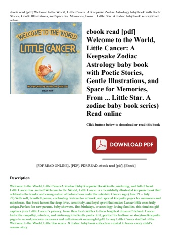 ebook read [pdf] welcome to the world  little cancer a keepsake zodiac astrology baby book with poet
