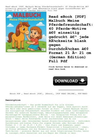 read ebook [pdf] malbuch meine pferdefreundschaft 40 pferde-motive ã¢â€â¢ einseitig gedruckt ã¢â€â“