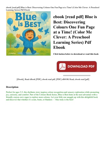 ebook [read pdf] blue is best discovering colours one fun page at a time! (color me clever a prescho