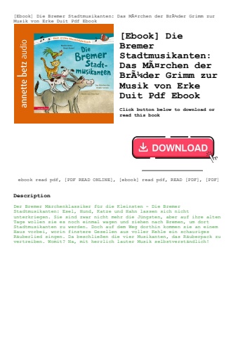 [ebook] die bremer stadtmusikanten das mãƒâ¤rchen der brãƒâ¼der grimm zur musik von erke duit pdf eb