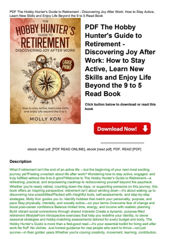 pdf the hobby hunter's guide to retirement - discovering joy after work how to stay active  learn ne