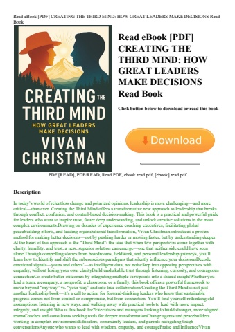read ebook [pdf] creating the third mind how great leaders make decisions read book