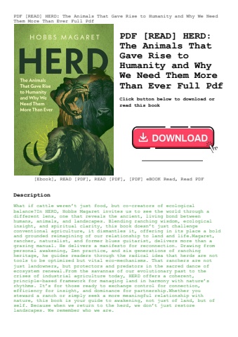 pdf [read] herd the animals that gave rise to humanity and why we need them more than ever full pdf