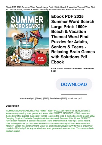 ebook pdf  2025 summer word search large print 1500+ beach & vacation themed word find puzzles for a