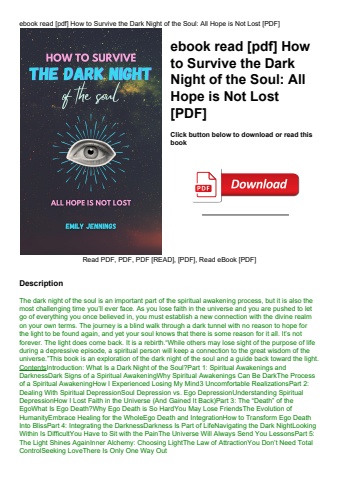 ebook read [pdf] how to survive the dark night of the soul all hope is not lost [pdf]