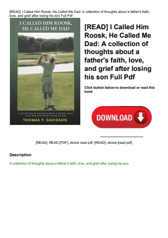 [read] i called him roosk  he called me dad a collection of thoughts about a father's faith  love  a