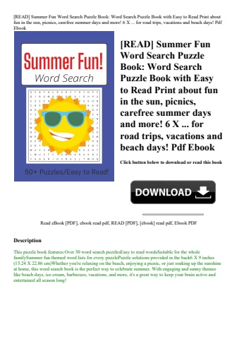 [read] summer fun word search puzzle book word search puzzle book with easy to read print about fun