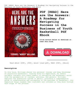 pdf [read] here are the answers a roadmap for navigating success in the business of youth basketball