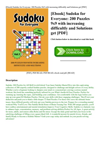 [ebook] sudoku for everyone 200 puzzles 9x9 with increasing difficultly and solutions get [pdf]