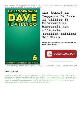 pdf [read] la leggenda di dave il villico 6 un'avventura minecraft non ufficiale (italian edition) p