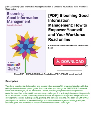 [pdf] blooming good information management how to empower yourself and your workforce read online