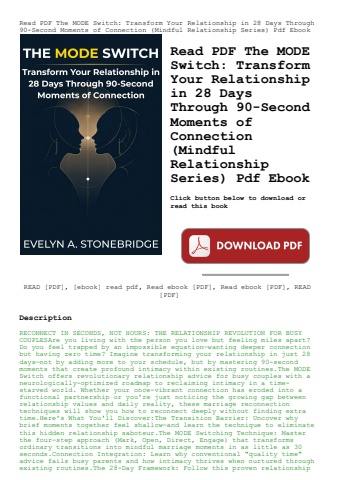 read pdf the mode switch transform your relationship in 28 days through 90-second moments of connect