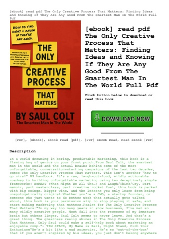 [ebook] read pdf the only creative process that matters finding ideas and knowing if they are any go
