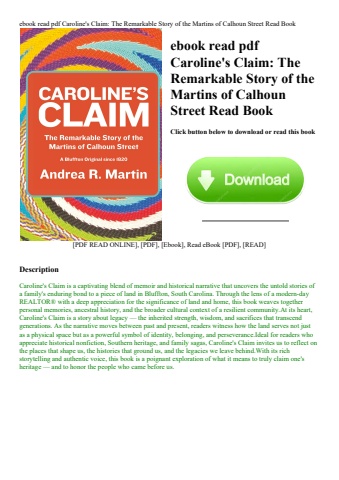 ebook read pdf caroline's claim the remarkable story of the martins of calhoun street read book