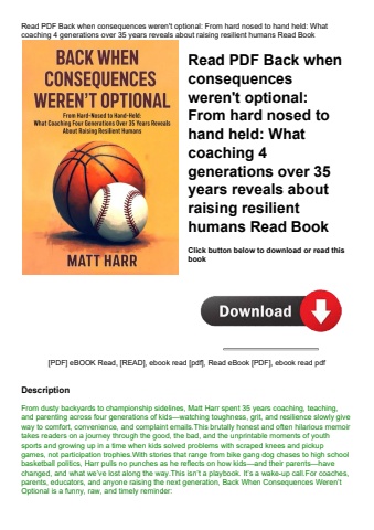 read pdf back when consequences weren't optional from hard nosed to hand held what coaching 4 genera