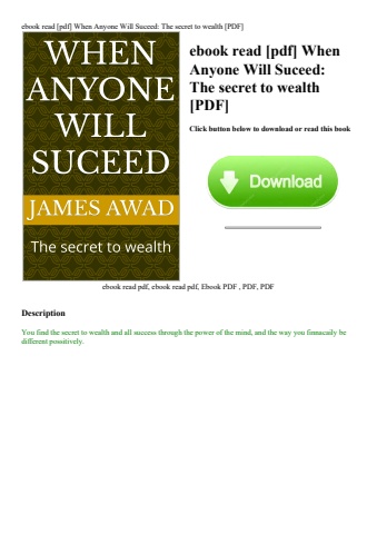ebook read [pdf] when anyone will suceed the secret to wealth [pdf]