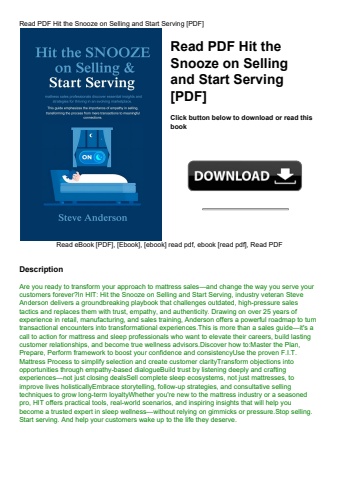 read pdf hit the snooze on selling and start serving [pdf]