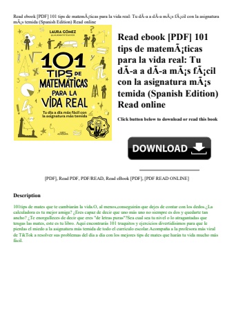 read ebook [pdf] 101 tips de matemãƒâ¡ticas para la vida real tu dãƒâ­a a dãƒâ­a mãƒâ¡s fãƒâ¡cil con