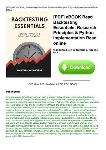 [pdf] ebook read backtesting essentials research principles & python implementation read online