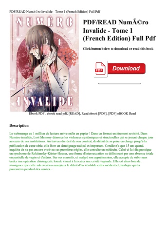 pdfread numãƒâ©ro invalide - tome 1 (french edition) full pdf