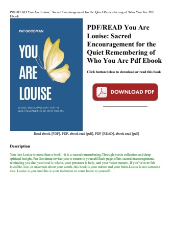pdfread you are louise sacred encouragement for the quiet remembering of who you are pdf ebook