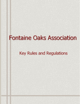 Fontaine Oaks Handbook Owners