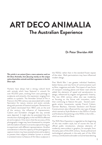 ART DECO ANIMALIA -The Australian Experience - Sheridan