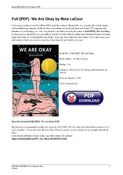 Full [PDF]. We Are Okay by Nina LaCour