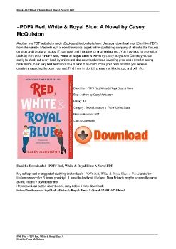 ~PDF# Red, White & Royal Blue: A Novel by Casey McQuiston