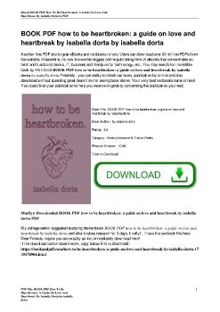 BOOK PDF how to be heartbroken: a guide on love and heartbreak by isabella dorta by isabella dorta