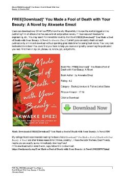 FREE[Download]* You Made a Fool of Death with Your Beauty: A Novel by Akwaeke Emezi