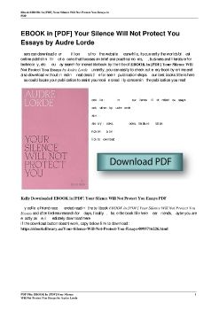 EBOOK in [PDF] Your Silence Will Not Protect You Essays by Audre Lorde