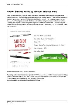 ^PDF^ Suicide Notes by Michael Thomas Ford