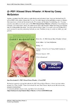 @~PDF I Kissed Shara Wheeler: A Novel by Casey McQuiston