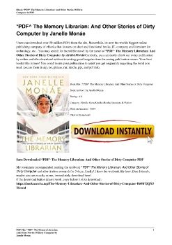 *PDF^ The Memory Librarian: And Other Stories of Dirty Computer by Janelle Monáe