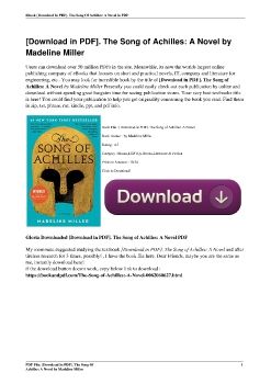 [Download in PDF]. The Song of Achilles: A Novel by Madeline Miller