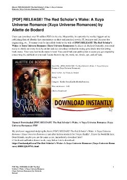 [PDF] RELEASE! The Red Scholar’s Wake: A Xuya Universe Romance (Xuya Universe Romances) by Aliette de Bodard