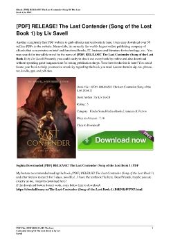 [PDF] RELEASE! The Last Contender (Song of the Lost Book 1) by Liv Savell