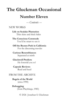 The Gluckman Occasional Number Eleven