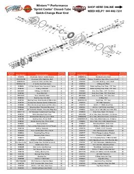 Winters Sprint Center Quick-Change Internal Parts Listing Exploded View