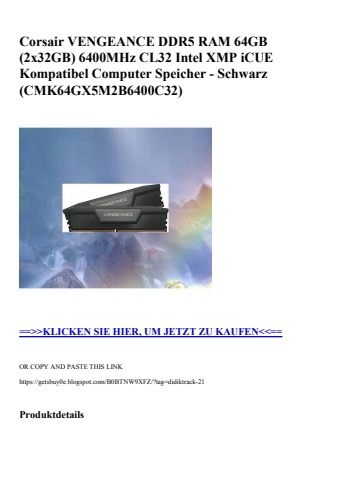 3113 corsair vengeance ddr5 ram 64gb  2x32gb  6400mhz cl32 intel xmp icue kompatibel computer speicher -