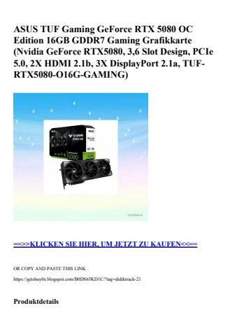 6325 asus tuf gaming geforce rtx 5080 oc edition 16gb gddr7 gaming grafikkarte  nvidia geforce rtx5080