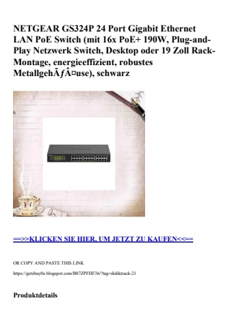 1572 netgear gs324p 24 port gigabit ethernet lan poe switch  mit 16x poe  190w  plug-and-play netzwerk s